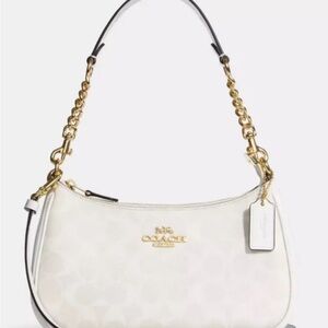 Coach White Teri Shoulder Bag with Gold Accents